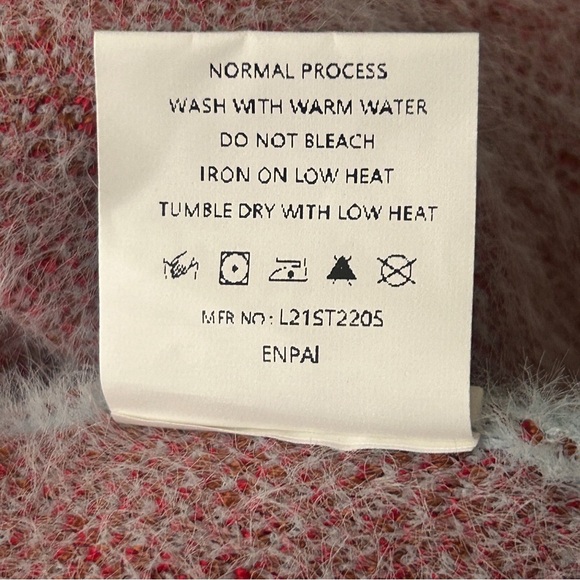 Adele B. Women's Flame Crop Sweater Size Large Fuzzy Blue Red Brown - Picture 10 of 16